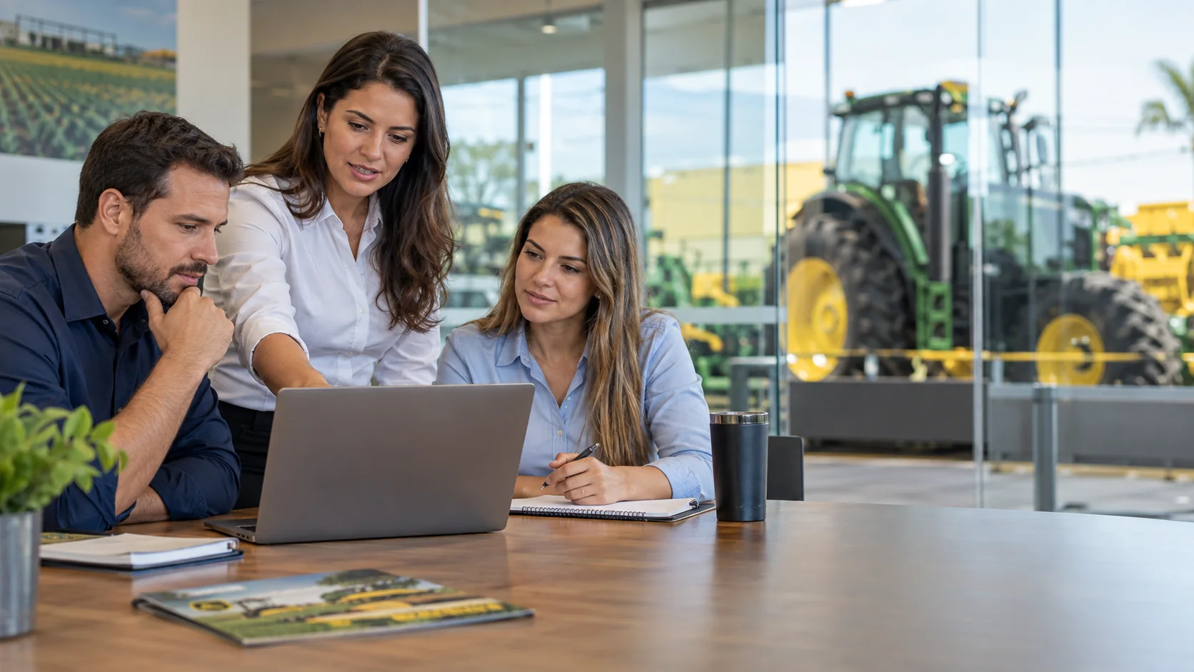 Especialista orienta equipe comercial de concessionária agrícola